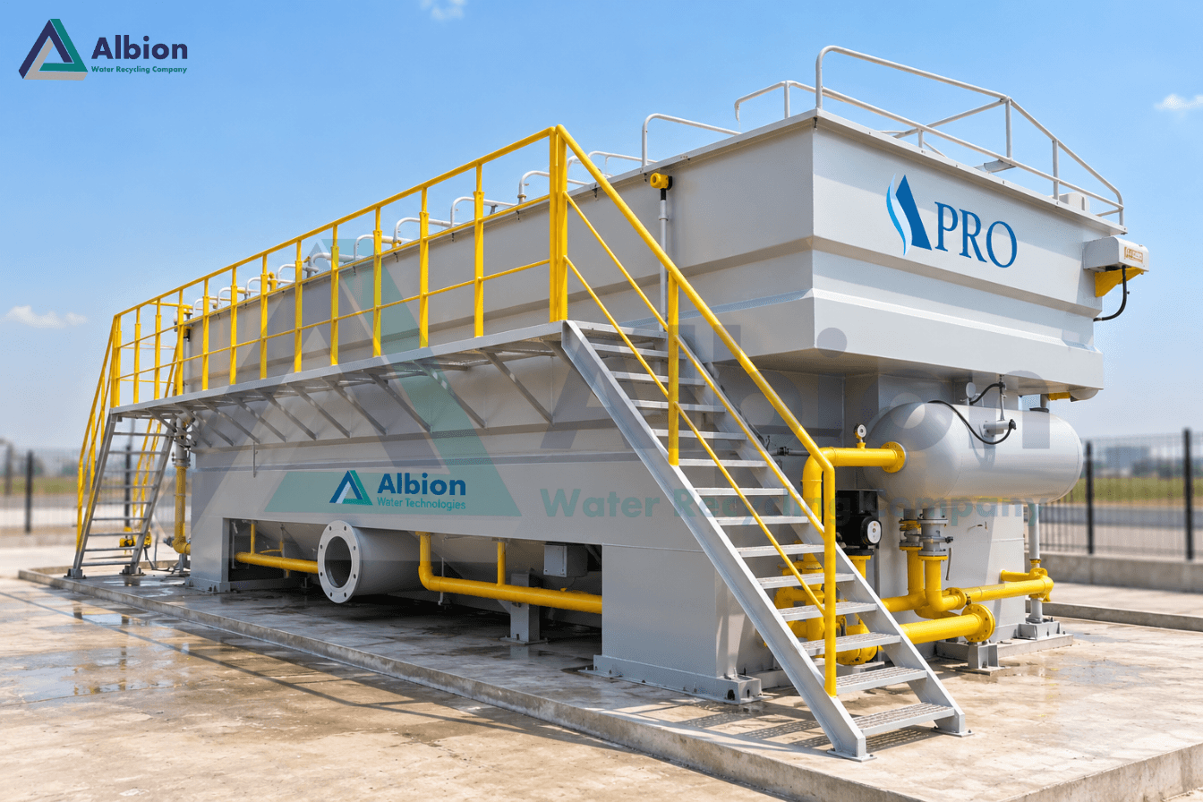 Advanced Albion 350 KLD A-Pro DAF unit engineered for large-scale textile effluent clarification in Surat.