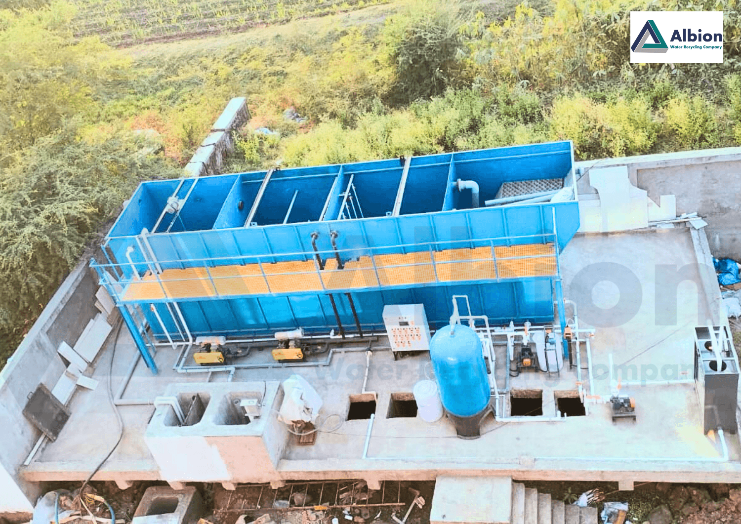 Space-saving Albion AMBBR system showcasing integrated civil tanks and modular packaged filtration components.